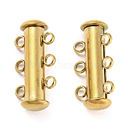 303 Stainless Steel Magnetic Slide Clasps, 3-Strand, 6-Hole, Tube, Golden, 21x10x6.5mm, Hole: 2mm(STAS-B047-01G)