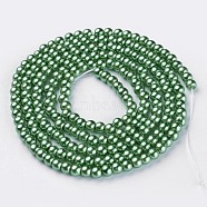 Glass Pearl Beads Strands, Pearlized, Round, Aquamarine, 4mm, Hole: 0.8~1mm, about 216pcs/strand, 32 inch(X-HY-4D-B64)