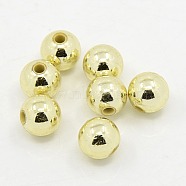 Plating Plastic Acrylic Round Beads, Light Golden Plated, 16mm, Hole: 2mm, about 250pcs/pound(PACR-L003-16mm-LG)