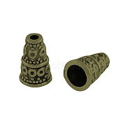 Apetalous Alloy Bead Cone, Tibetan Style, Cadmium Free & Nickel Free & Lead Free, Antique Bronze, 10x7mm, Hole: 1.5~4mm, about 1315pcs/1000g(TIBEB-0671-AB-NR)