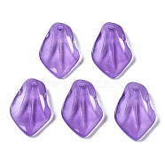 Spray Painted Imitation Jade Glass Pendants, Petal, Medium Purple, 24.5x16.5x5mm, Hole: 1.2mm(GLAA-N042-002-B01)