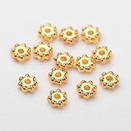 ABS Electroplated Snowflake Plastic Spacer Beads, Golden Plated, 4x1.7mm, Hole: 1mm, about 41000pcs/500g(KY-I002-01A)