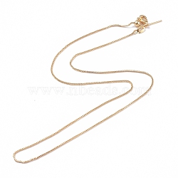 Brass Venetian Chain, Box Chain Necklaces, with Lobster Claw Clasps and Stopper Beads, Long-Lasting Plated, Real 18K Gold Plated, 17.71 inch(45cm), 0.8mm(NJEW-E151-04G)