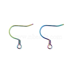 304 Stainless Steel Earring Hooks, with Horizontal Loops, Rainbow Color, 18~19x18~19x1.5mm, Hole: 2mm, 22 Gauge, Pin: 0.6mm(STAS-F227-28-MC)