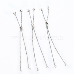 Tarnish Resistant 304 Stainless Steel Slider Bracelets Making, Box Chain Bolo Bracelets Making, with Mixed Shape Charms, Stainless Steel Color, Single Chain Length: about 5-1/8 inch(13cm)(AJEW-JB00784)