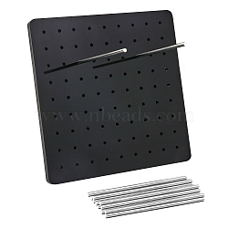 1Pc Square Acrylic Crochet Blocking Board, with 20Pcs Custom 304 Stainless Steel Bar, Metal Round Dowel Rod, Mixed Color, Board: 19x19x1cm, Bar: 120x4mm(FIND-CA0006-58)
