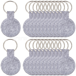 30Pcs Polyester Keychains, with Alloy Rings, Flat Round, Platinum, Gainsboro, 78mm(KEYC-SP0001-61A)