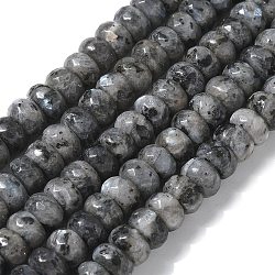 Faceted Natural Labradorite Rondelle Beads Strands, 8x5mm, Hole: 1mm, about 76pcs/strand, 15.2 inch(X-G-K090-02)