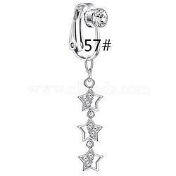 Zinc Alloy Pave Clear Cubic Zirconia Clip on Belly Rings, Platinum, Star, 20mm(FS-WGD716D-07-1)