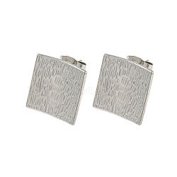 Non-Tarnish 304 Stainless Steel Stud Earring Findings, with Horizontal Loops, Square, Stainless Steel Color, 14x13mm, Hole: 2.5mm, Pin: 11x0.6mm(STAS-A091-03A-P)