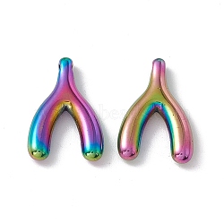 Ion Plating(IP) 304 Stainless Steel Pendants, Branch Charms, Rainbow Color, 18x12x3mm, Hole: 1mm(STAS-E169-12M)