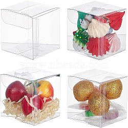 Transparent Plastic PVC Box Gift Packaging, Waterproof Folding Box, Square, Clear, 15.7x10cm, Square: 5x5x5cm, 60pcs/set(CON-BC0004-44)