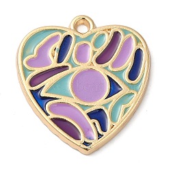 Zinc Alloy Enamel Pendants, Golden, Heart Charm, Purple, 27x25x2mm, Hole: 3mm(ENAM-Z013-01B-01)