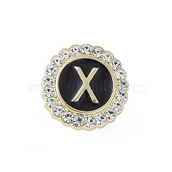 Letter Enamel Pins, Alloy Brooches for Backpack Clothes, with Clear Cubic Zirconia , Letter X, 17.8x17mm(JEWB-S042-03X-G)