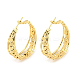 Rack Plating Brass Polygon Beaded Hoop Earrings, Split Earrings, Long-Lasting Plated, Cadmium Free & Lead Free, Real 18K Gold Plated, 33x31x10mm(EJEW-K263-11G)