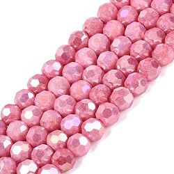 Anti-Tarnish Electroplate Glass Beads Strands, Imitation Gemstone, Round, AB Color Plated, Faceted(32 Faceted), Light Coral, 5.8~6.1x5.8mm, Hole: 1mm, about 70~71pcs/strand, 15.55~15.75''(39.5~40cm)(EGLA-T021-6mm-15-13)