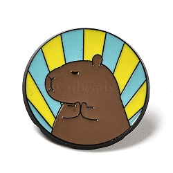 Cartoon Bank Beaver Enamel Pins, Black Alloy Brooches for Backpack Clothes, Pale Turquoise, 28x1.5mm(JEWB-Z014-02A-EB)