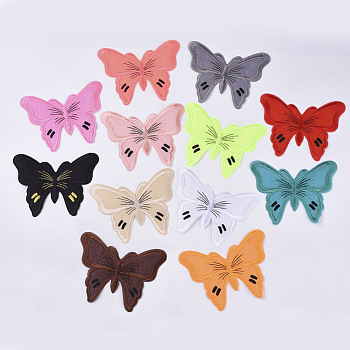 Computerized Embroidery Cloth Iron On/Sew On Patches, Costume Accessories, Appliques, Butterfly, Mixed Color, 100x130x1.5mm, about 12colors, 1color/10pcs, 120pcs/bag