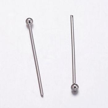 304 Stainless Steel Ball Head Pins, Stainless Steel Color, 25x0.7mm, 21 Gauge, Head: 2mm