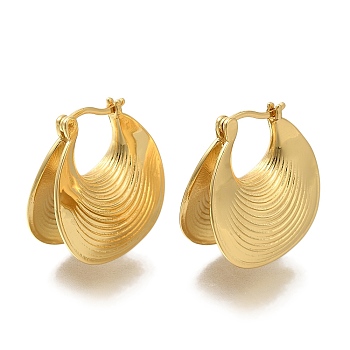 Rack Plating Chunky Brass Hoop Earrings, Long-Lasting Plated, Lead Free & Cadmium Free, Real 18K Gold Plated, 25x23mm