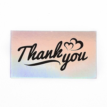 Laser Thank You Card, for Thanksgiving Day Decorations, Rectangle, Colorful, 50x90x0.4mm, 50pcs/bag