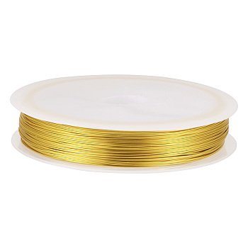 Copper Jewelry Wire, Round, Gold, 26 Gauge, 0.4mm, about 124.67 Feet(38m)/Roll