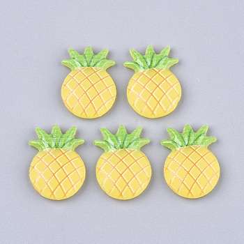 PVC Plastic Cabochons, Pineapple, Yellow, 25x17.5x5mm