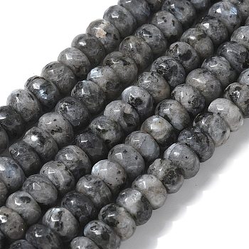 Faceted Natural Labradorite Rondelle Beads Strands, 8x5mm, Hole: 1mm, about 76pcs/strand, 15.2 inch