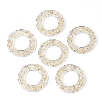 Transparent Acrylic Linking Rings, with Glitter Powder, Quick Link Connectors, For Jewelry Rolo Chains Making, Donut, Beige, 31.5x4.5mm, Inner Diameter: 17mm, about 195pcs/500g