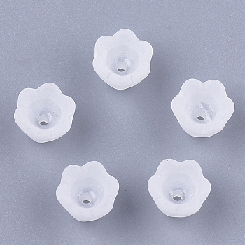 6-Petal Transparent Acrylic Bead Caps, Frosted, Tulip Flower, Lily of the Valley Clear, 9.5x9x6.5mm, Hole: 1.4mm