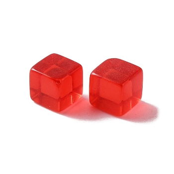 Transparent Acrylic Beads, Cube, No Hole, Red, 7.5x7.5x7.5mm