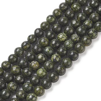 Natural Serpentine/Green Lace Stone Beads Strands, Round, 6mm, Hole: 1mm, about 60~62pcs/strand, 15.35 inch