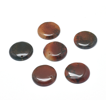 Natural Crackle Agate Pendants, Dyed & Heated, Flat Round, 29~31x4~7mm, Hole: 1.6mm