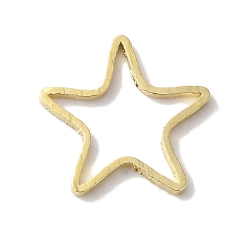 Brass Linking Rings, Lead Free & Cadmium Free, Star, Real 24K Gold Plated, 10.5x10.5x1mm, Inner Diameter: 7x8.5mm