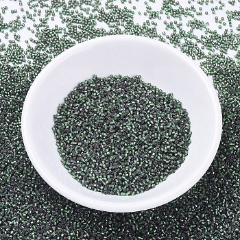 MIYUKI Delica Beads, Cylinder, Japanese Seed Beads, 11/0, (DB0690) Dyed Semi-Frosted Silver Lined Leaf Green, 1.3x1.6mm, Hole: 0.8mm, about 10000pcs/bag, 50g/bag