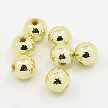 Plating Plastic Acrylic Round Beads, Light Golden Plated, 16mm, Hole: 2mm, about 250pcs/pound