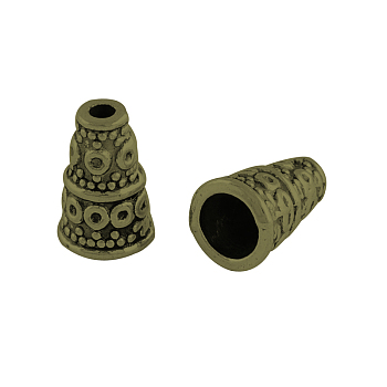 Apetalous Alloy Bead Cone, Tibetan Style, Cadmium Free & Nickel Free & Lead Free, Antique Bronze, 10x7mm, Hole: 1.5~4mm, about 1315pcs/1000g