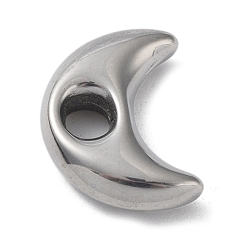 304 Stainless Steel Spacer Beads, Moon, Stainless Steel Color, 17.5x13x4.5mm, Hole: 3.7mm