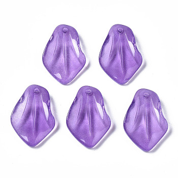 Spray Painted Imitation Jade Glass Pendants, Petal, Medium Purple, 24.5x16.5x5mm, Hole: 1.2mm