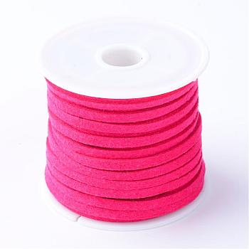 Faux Suede Cord, Faux Suede Lace, Cerise, 3x1.5mm, about 5.46 yards(5m)/roll, 25rolls/bag