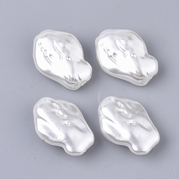ABS Plastic Imitation Pearl Beads, Nuggets, Creamy White, 25x17.5x8.5mm, Hole: 1.5mm, about 262pcs/500g
