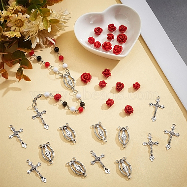 Superfindings – kit de fabrication de colliers de perles de religion et de roses(DIY-FH0004-05)-2