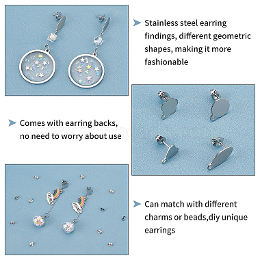 unicraftale 80Stk. 4 Stil 304 Ohrstecker-Zubehör aus Edelstahl und 90Stk. Ohrmuttern(STAS-UN0034-92)-5