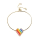 Rainbow Color Japanese Seed Braided Heart Link Slider Bracelet(BJEW-MZ00002)-1