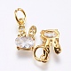 Brass Micro Pave Cubic Zirconia Bunny Charms(X-RB-I077-19G-RS)-2