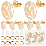 20Pcs 304 Stainless Steel Stud Earring Findings, with Earring Backs, Flat Round, with 20Pcs Jump Ring and 100Pcs Ear Nut, Real 18K Gold Plated, 12.5mm, Hole: 1mm, Pin: 0.8mm(STAS-CN0001-76)
