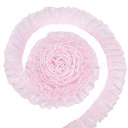 8 Yards Polyester Pleated Lace Trim, Ruffled Lace Ribbon for Garment Accessories, Pink, 1-5/8 inch(40mm)(OCOR-WH0080-87D)