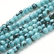 Synthetic Ocean White Jade Bead Strands, Dyed, Round, Sky Blue, 8mm, Hole: 1mm, about 48pcs/strand, 15.7 inch(400mm)(G-J350-8mm-07)