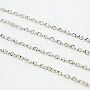Iron Cable Chains, Textured, Unwelded, with Spool, Platinum Color, 3x2x0.5mm, about 32.8 Feet(10m)/roll(X-CH-0.5YHSZ-N)