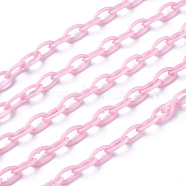 ABS Plastic Cable Chains, Pink, Link: 13x7~7.5x2mm, 15.35~15.74 inch(39~40cm)/strand(X-KY-E007-01I)